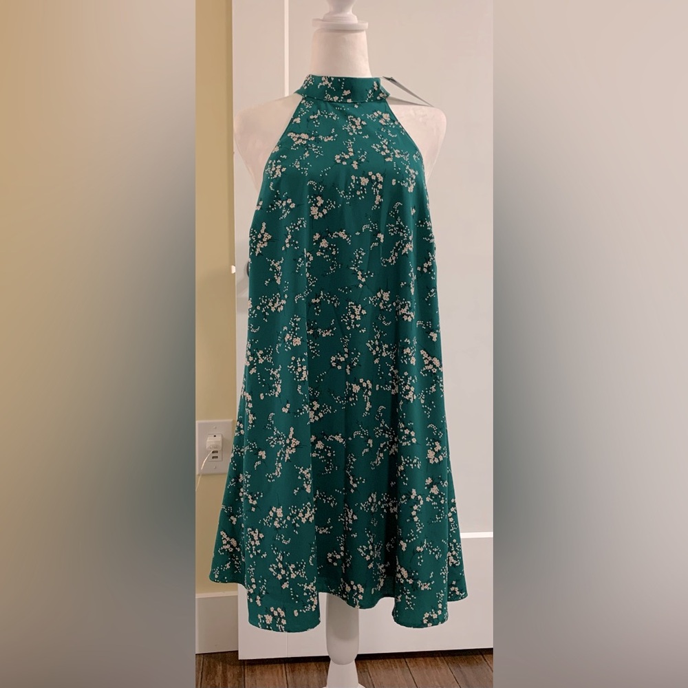 Lulus Floral Green Dress, size L, new